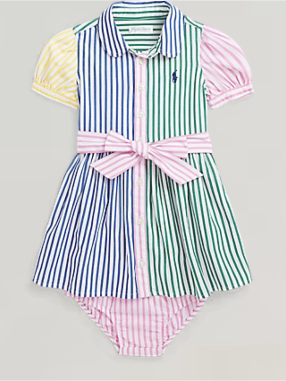 Ralph Lauren Pastel Striped Cotton Fun Shirtdress & Bloomer
